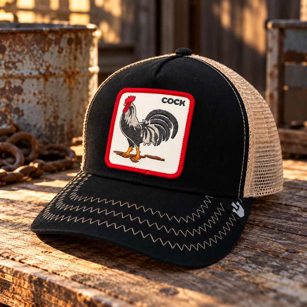 Goorin Bros Rooster Trucker Hat Snapback Cap NWT The Farm Black